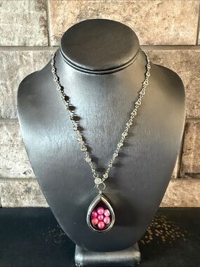 Freida Rothman Lumi Necklace with a Silver Teardrop Locket with Pink Pearls